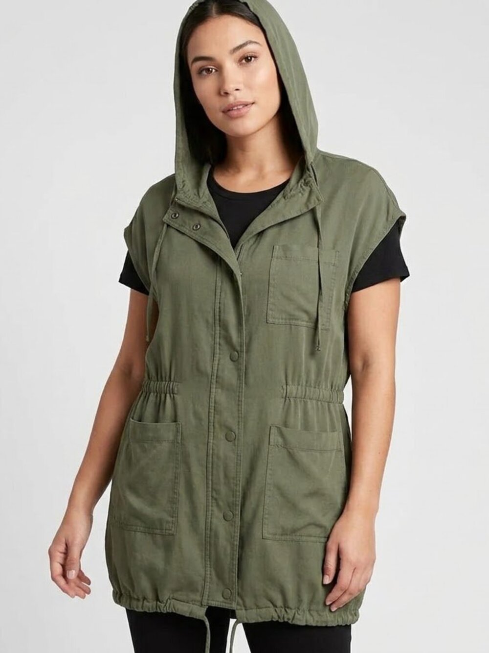 Hooded Utility Vest Womens Small Olive - Picture 2 of 12